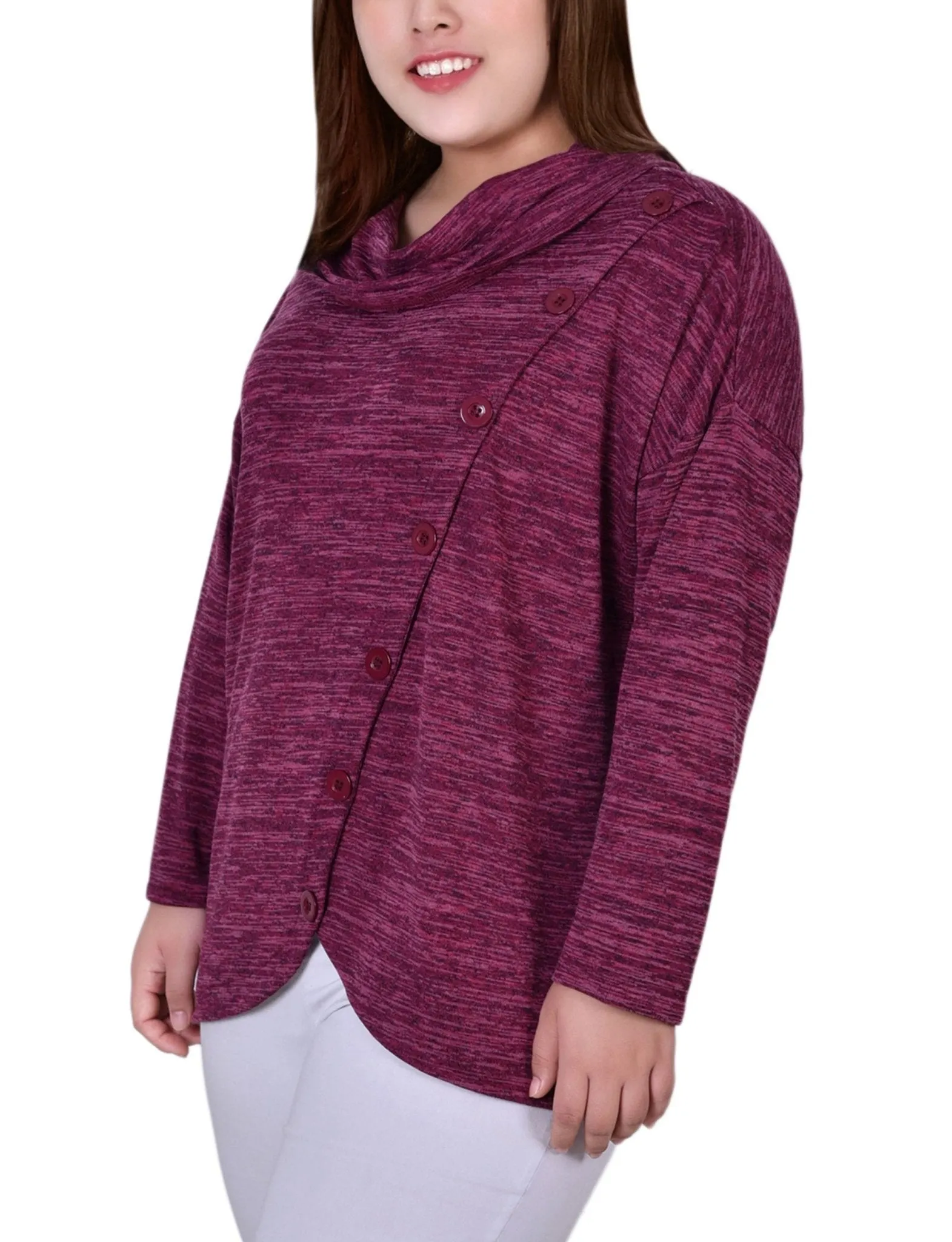 Burgundy 3/4 Sleeve Blouse With Necklace - Petite sold by Dress Barn product image thumbnail 2