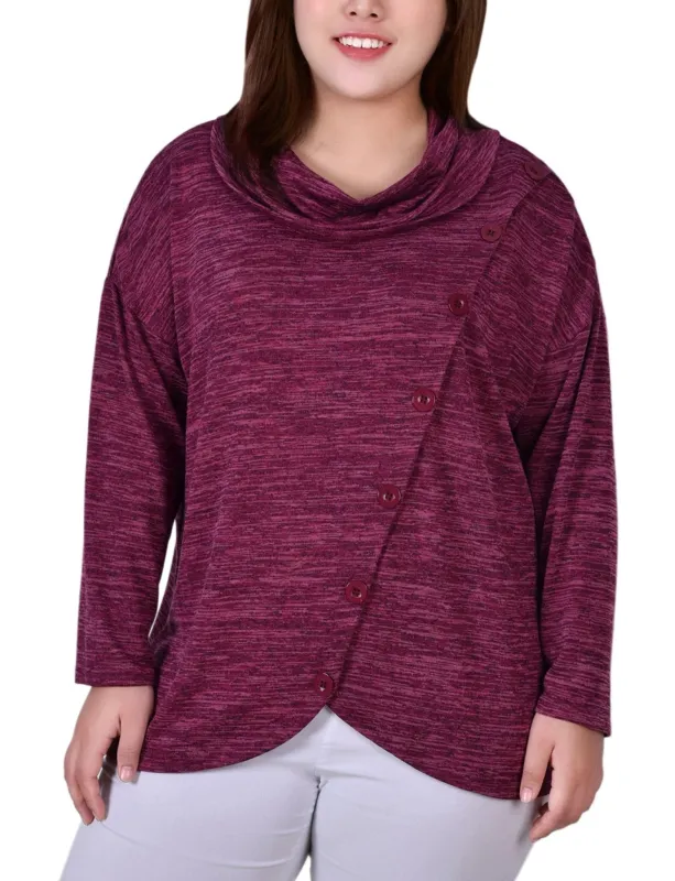 Burgundy 3/4 Sleeve Blouse With Necklace - Petite sold by Dress Barn