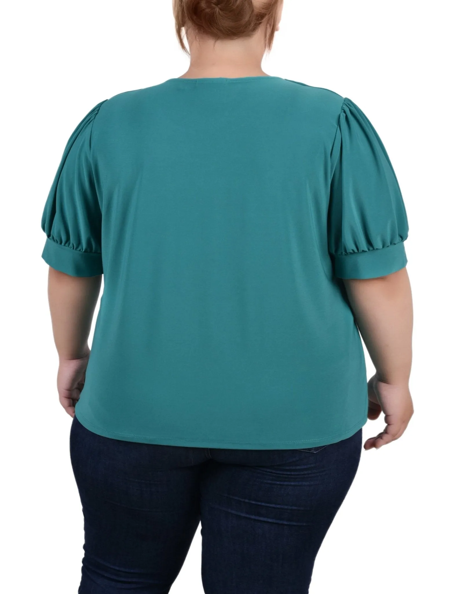 Emerald Short Sleeve Balloon Sleeve Top With Hardware - Plus sold by Dress Barn product image thumbnail 4