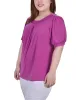 Magenta 3/4 Sleeve Blouse With Necklace - Petite sold by Dress Barn