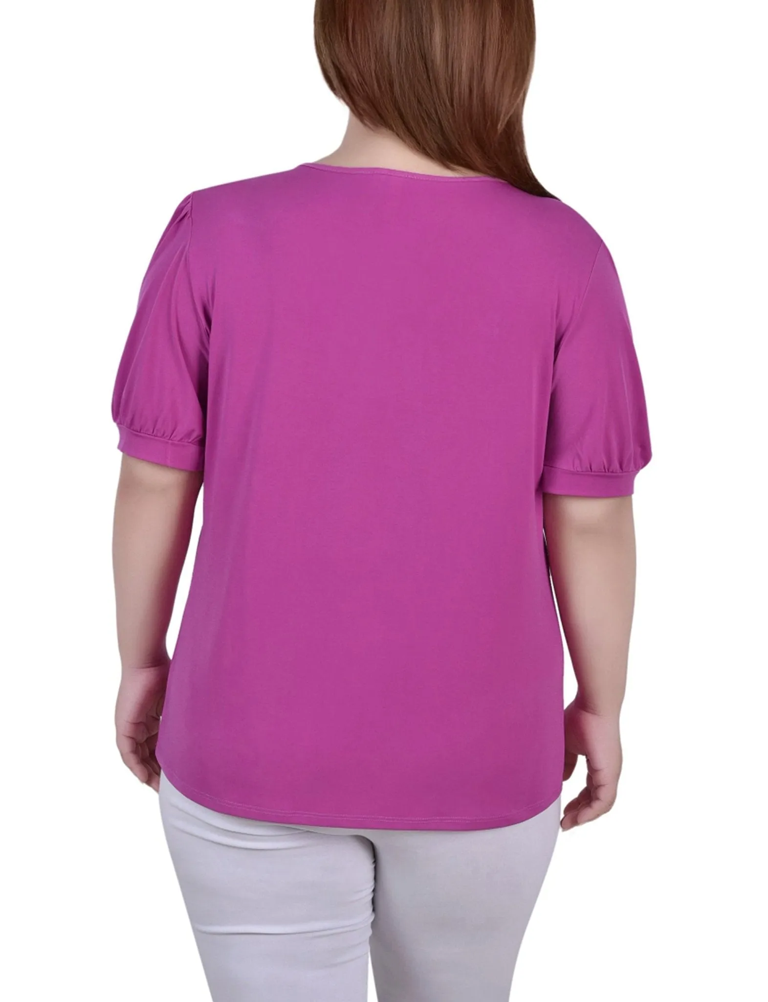 Magenta 3/4 Sleeve Blouse With Necklace - Petite sold by Dress Barn product image thumbnail 4