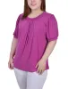 Magenta 3/4 Sleeve Blouse With Necklace - Petite sold by Dress Barn