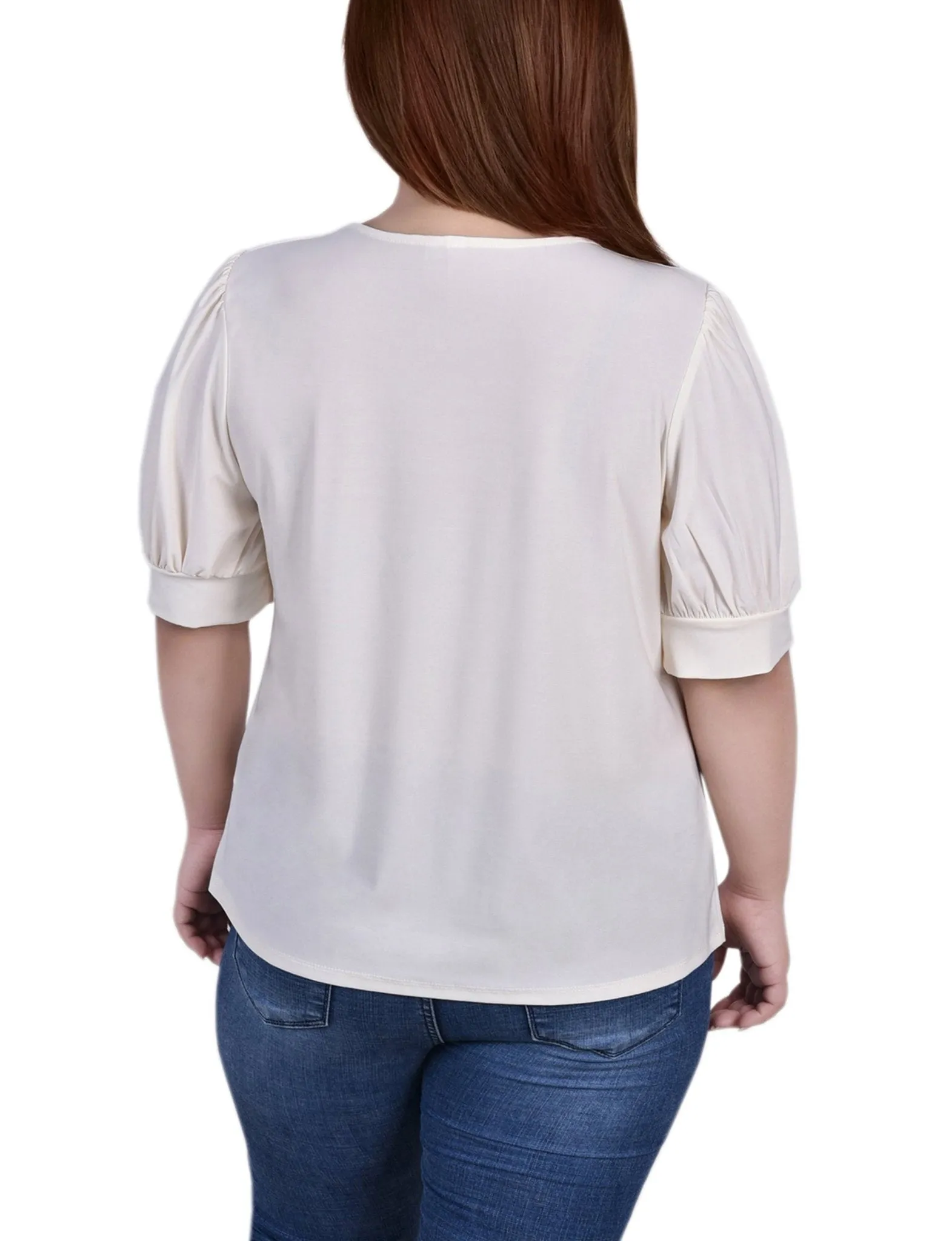 Pristine Short Sleeve Balloon Sleeve Top With Hardware - Plus sold by Dress Barn product image thumbnail 4