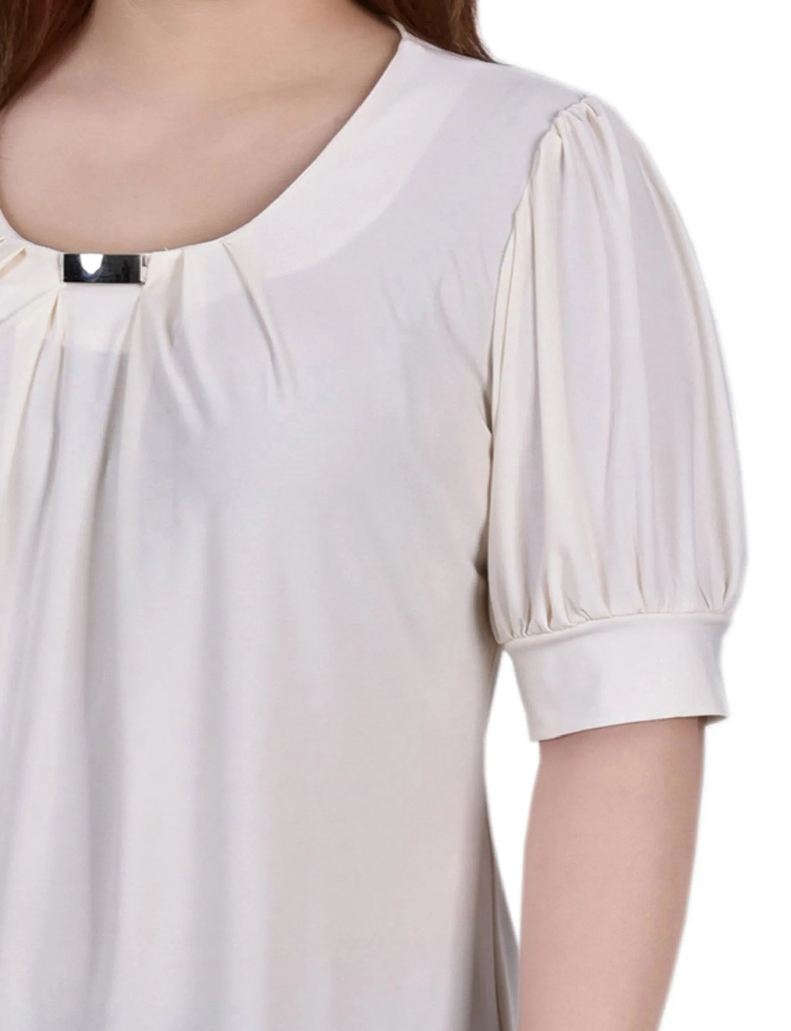 Pristine Short Sleeve Balloon Sleeve Top With Hardware - Plus sold by Dress Barn product image thumbnail 3