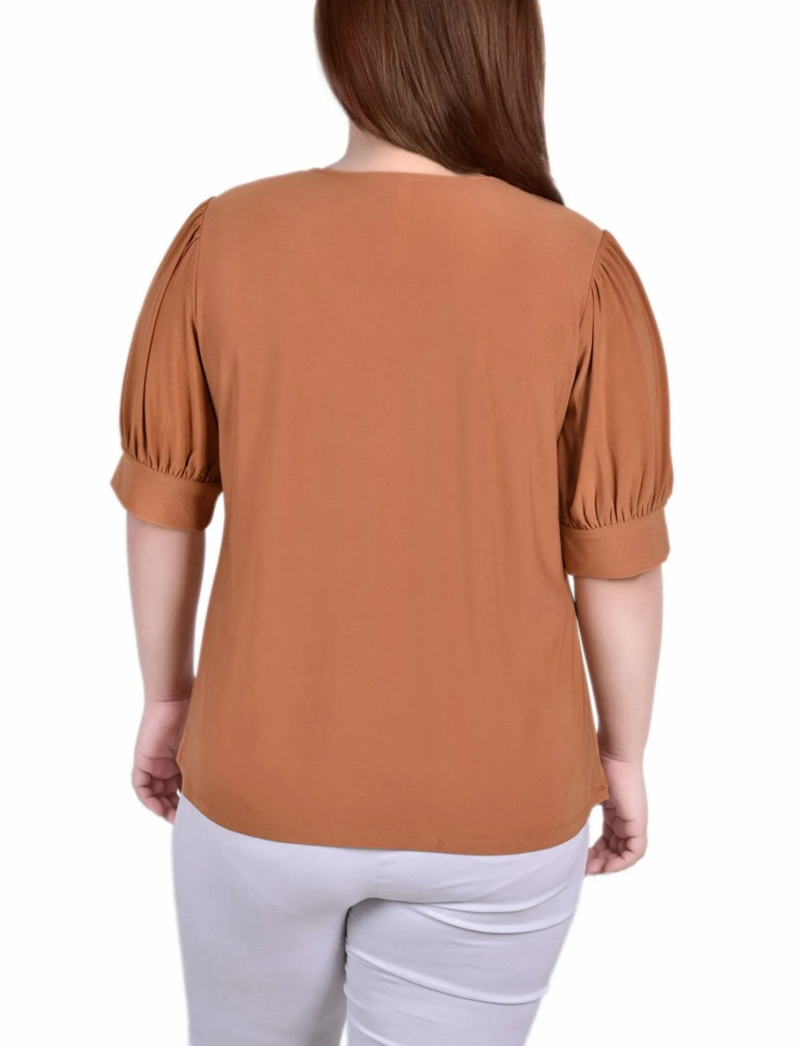 Meerkat Short Sleeve Balloon Sleeve Top With Hardware - Plus sold by Dress Barn product image thumbnail 4