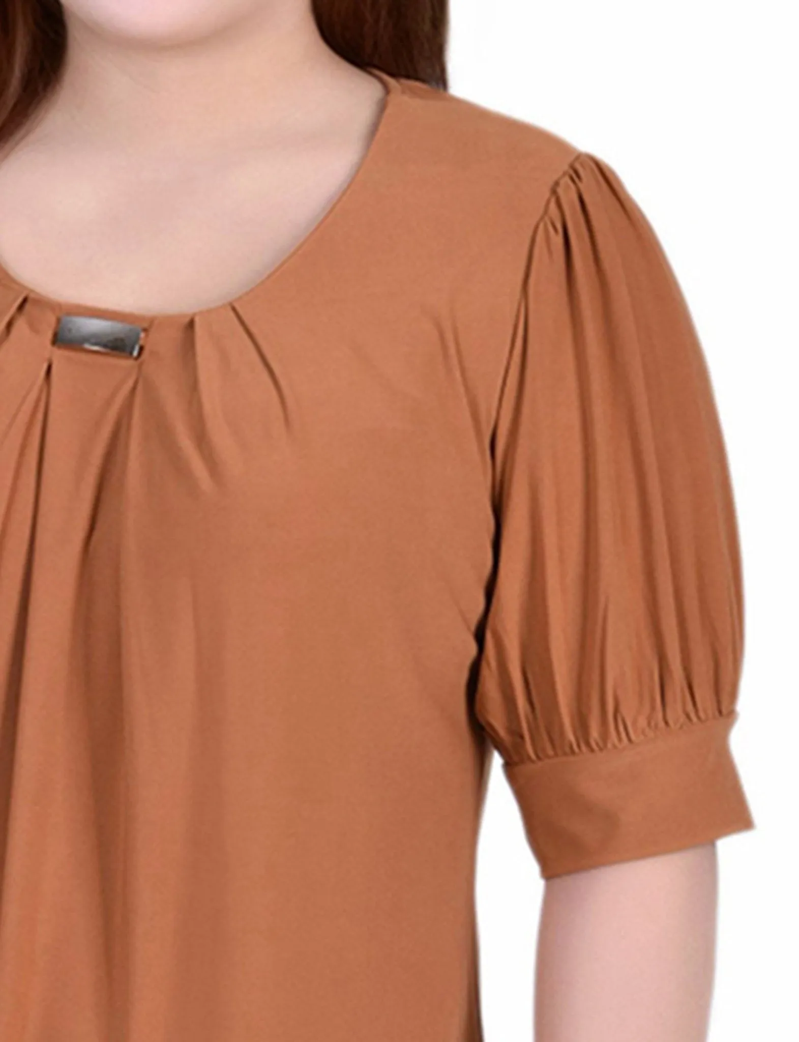 Meerkat Short Sleeve Balloon Sleeve Top With Hardware - Plus sold by Dress Barn product image thumbnail 3