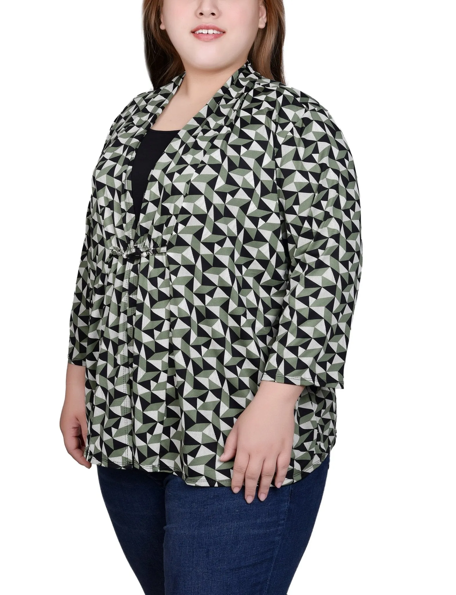 Sage Pryamid 3/4 Sleeve Blouse With Necklace - Petite sold by Dress Barn product image thumbnail 2