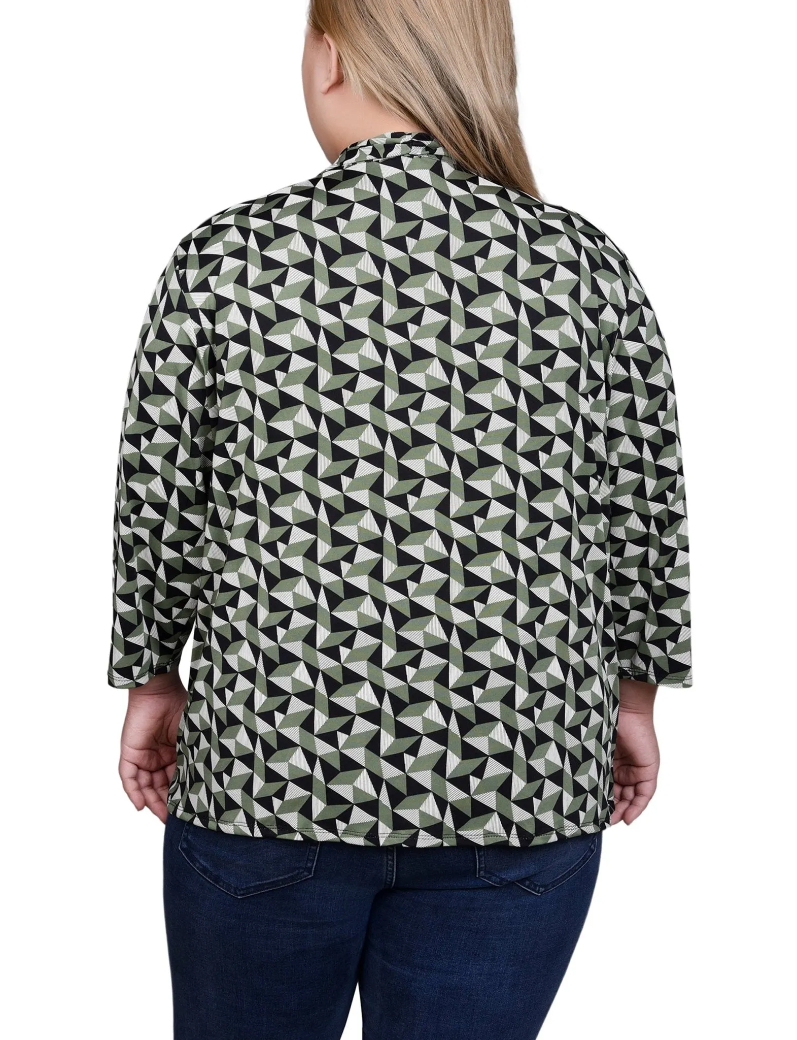 Sage Pryamid 3/4 Sleeve Blouse With Necklace - Petite sold by Dress Barn product image thumbnail 4