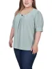 Frosty Green Short Sleeve Balloon Sleeve Top With Hardware - Plus sold by Dress Barn