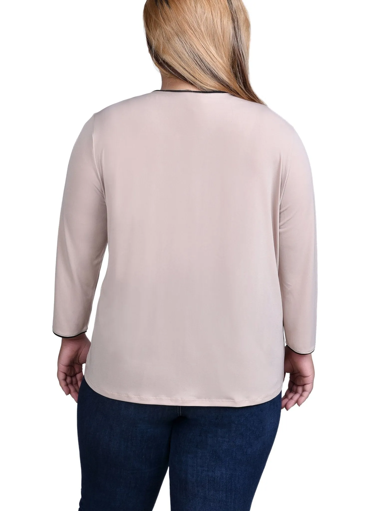 Nomad Black 3/4 Sleeve Piped Top - Plus sold by Dress Barn product image thumbnail 4
