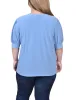 Silver Lake Blue Short Sleeve Balloon Sleeve Top With Hardware - Plus sold by Dress Barn