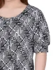 Black White Boxes Short Sleeve Balloon Sleeve Top With Hardware - Plus sold by Dress Barn