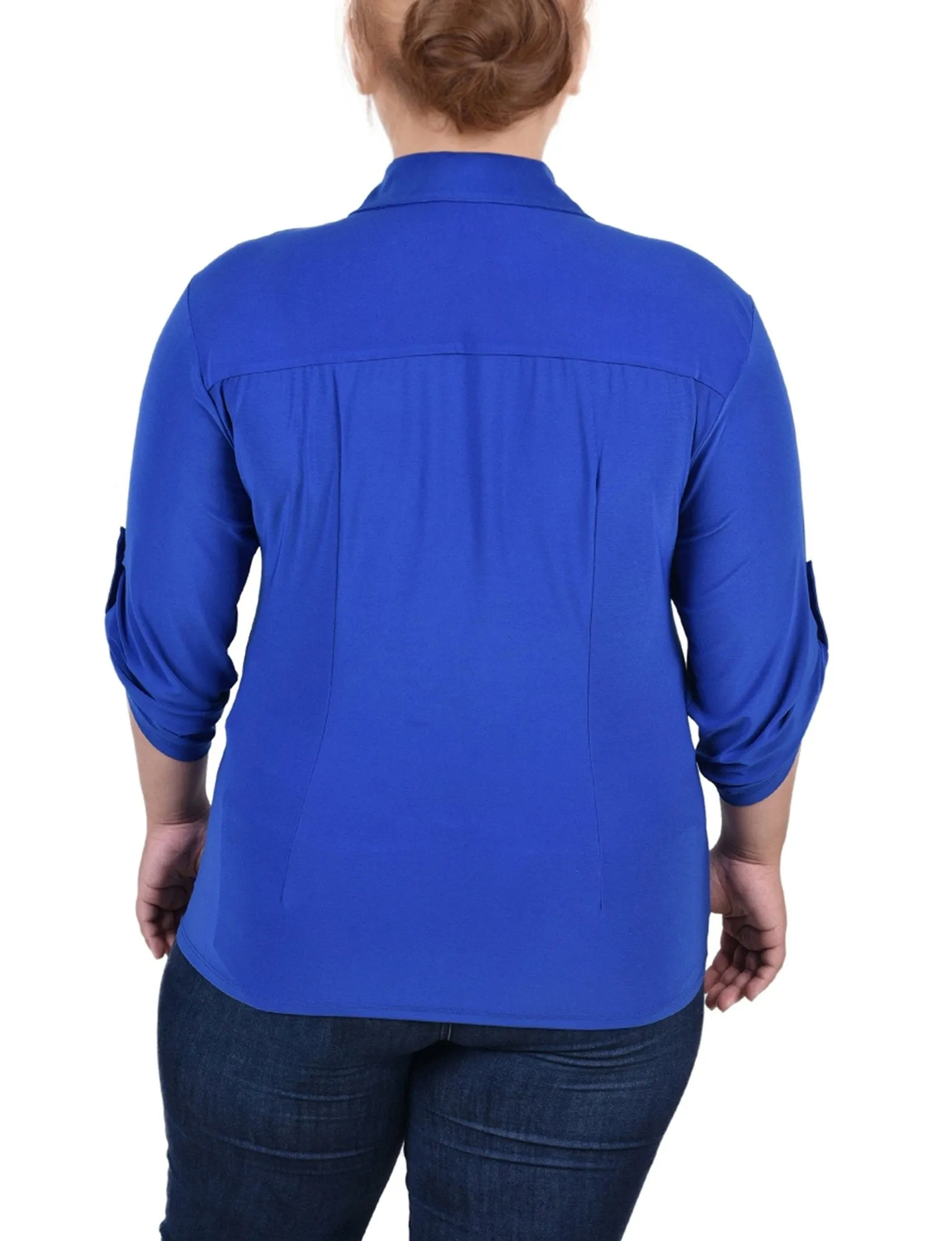 Surf The Web 3/4 Roll Tab Rouched-Front Top - Plus sold by Dress Barn product image thumbnail 4