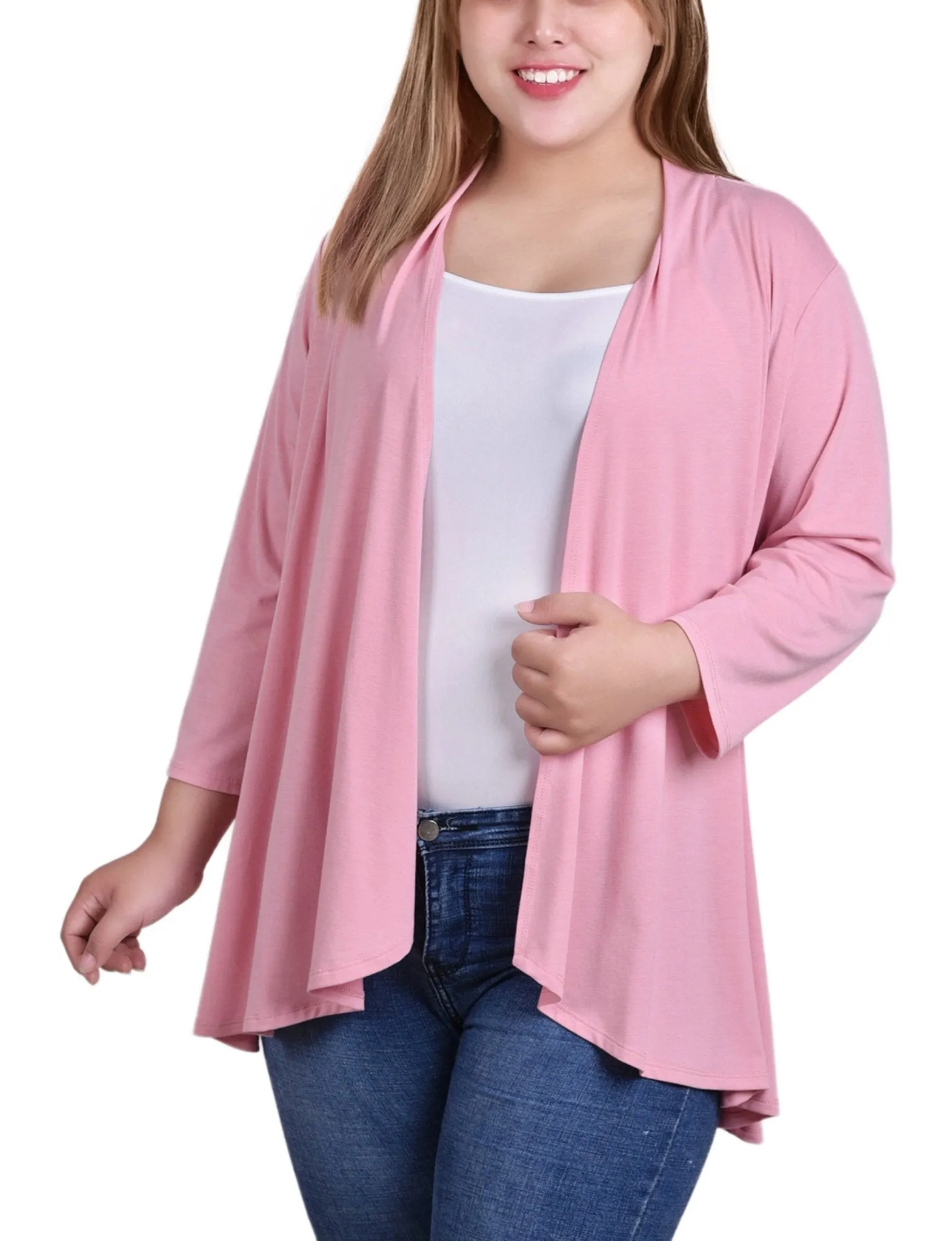 Bridal Rose 3/4 Sleeve Solid Cardigan - Plus sold by Dress Barn