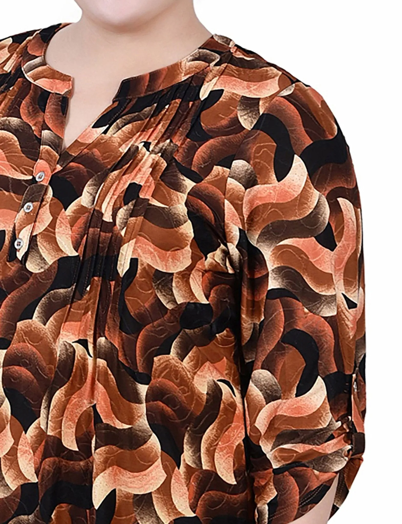 Rust Black Abstract 3/4 Roll Tap Pullover Top - Plus sold by Dress Barn product image thumbnail 3