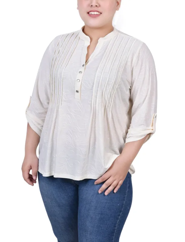 Egret 3/4 Roll Tab Pullover Top - Plus sold by Dress Barn