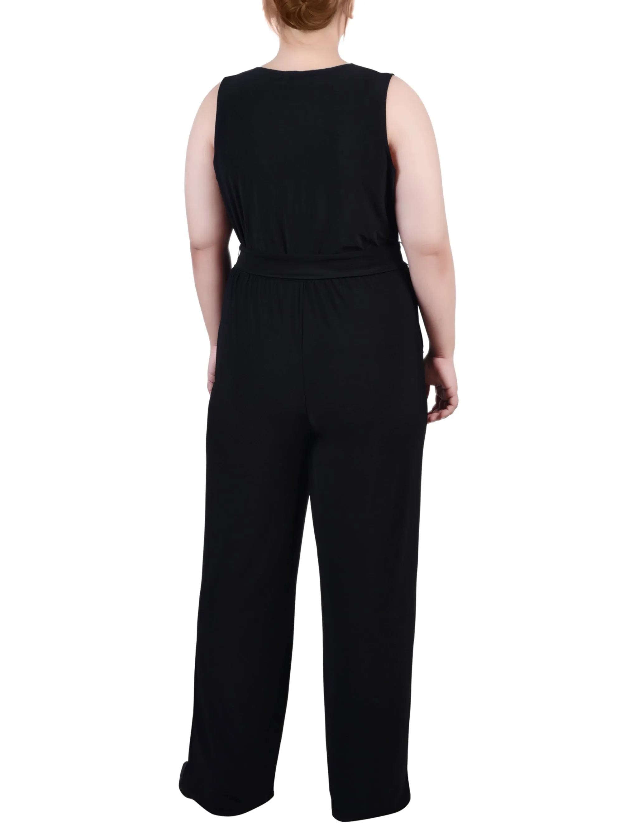 Black Sleeveless Belted Jumpsuit - Plus sold by Dress Barn product image thumbnail 4
