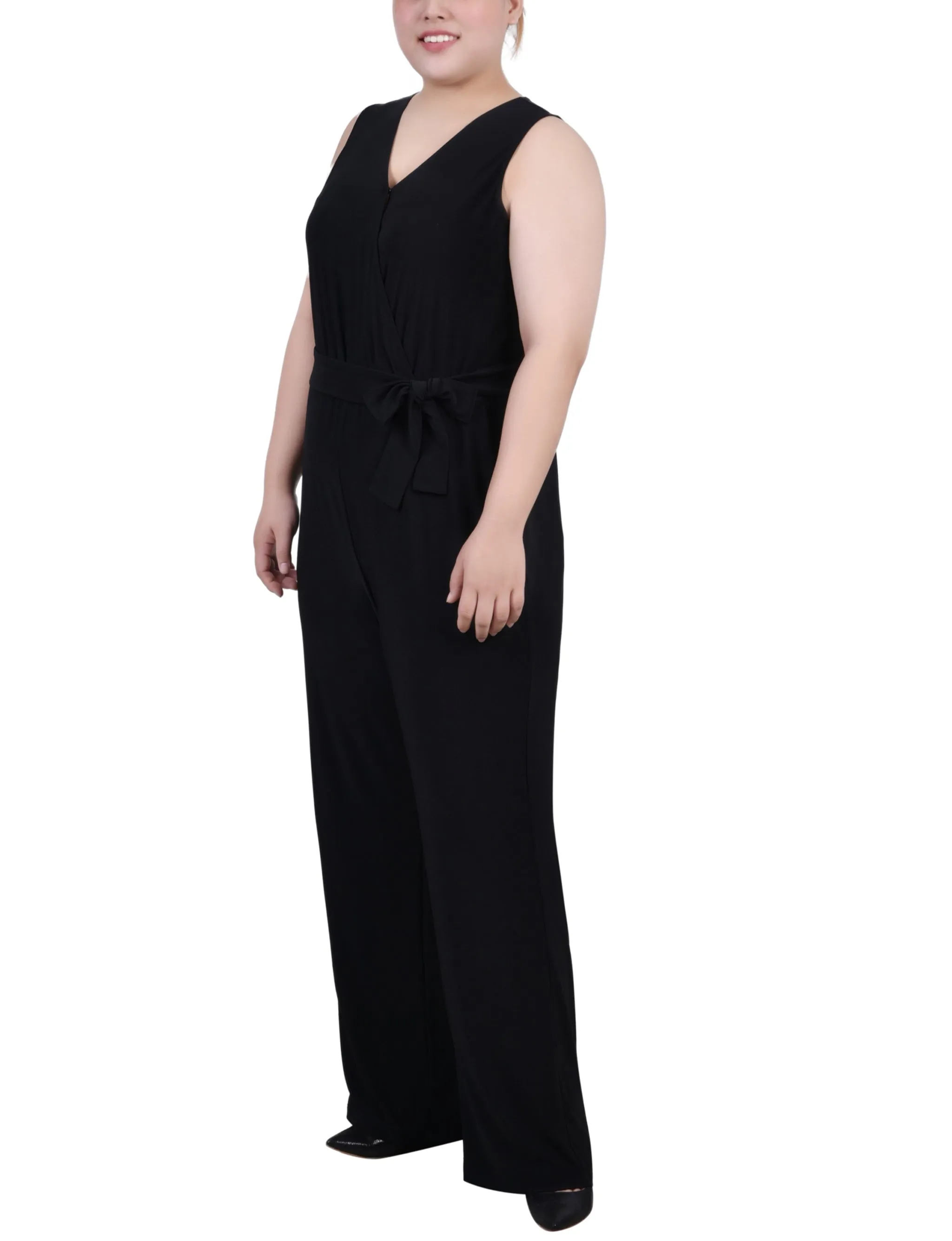 Black Sleeveless Belted Jumpsuit - Plus sold by Dress Barn product image thumbnail 2