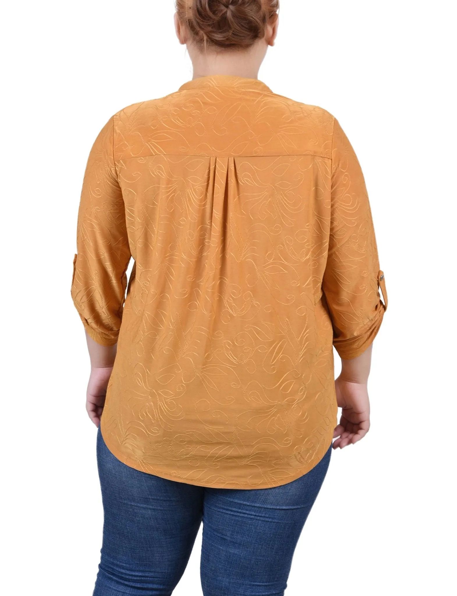 Inca Gold 3/4 Roll Tab Pullover Top - Plus sold by Dress Barn product image thumbnail 4