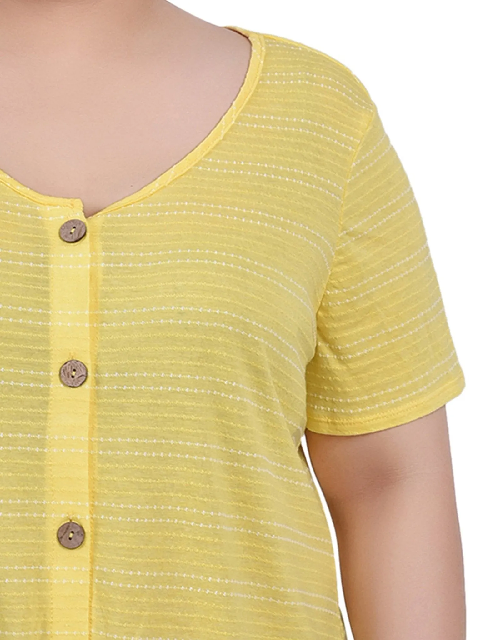 Yellow Short Sleeve Tie Front Top - Plus sold by Dress Barn product image thumbnail 3