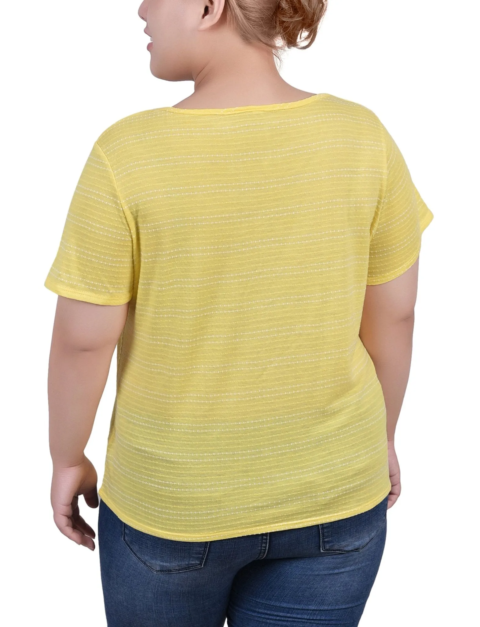 Yellow Short Sleeve Tie Front Top - Plus sold by Dress Barn product image thumbnail 4