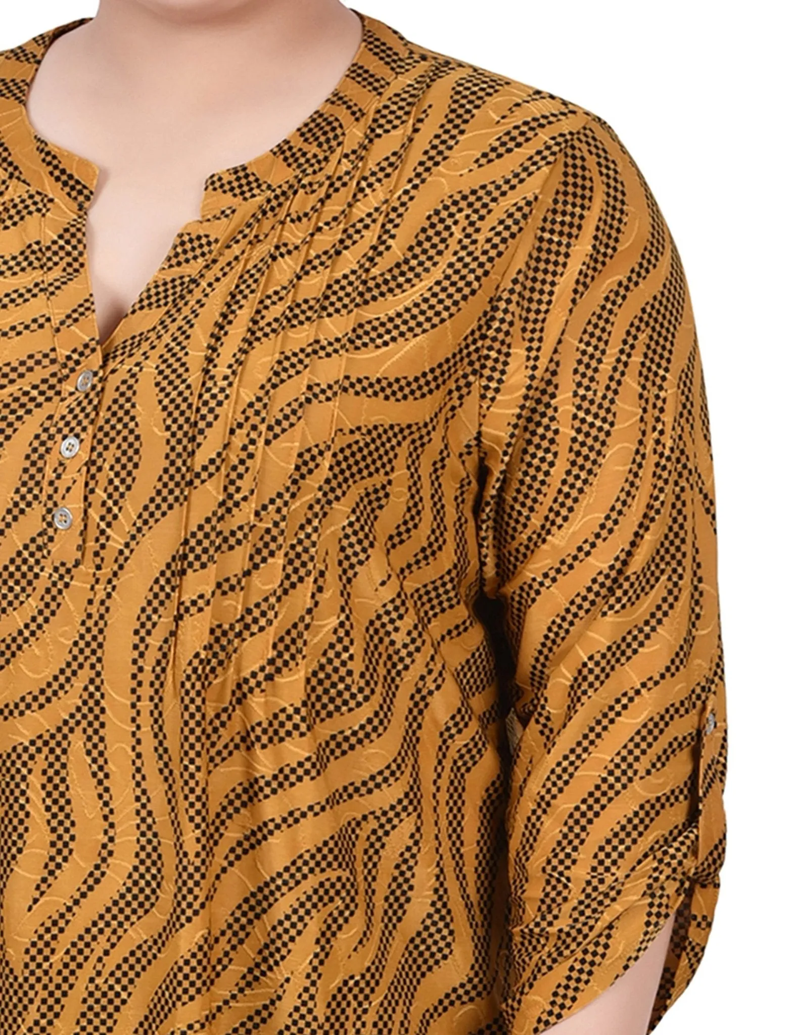 Golden Black Zebra 3/4 Roll Tap Pullover Top - Plus sold by Dress Barn product image thumbnail 3
