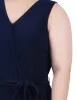 Navy Sleeveless Belted Jumpsuit - Plus sold by Dress Barn