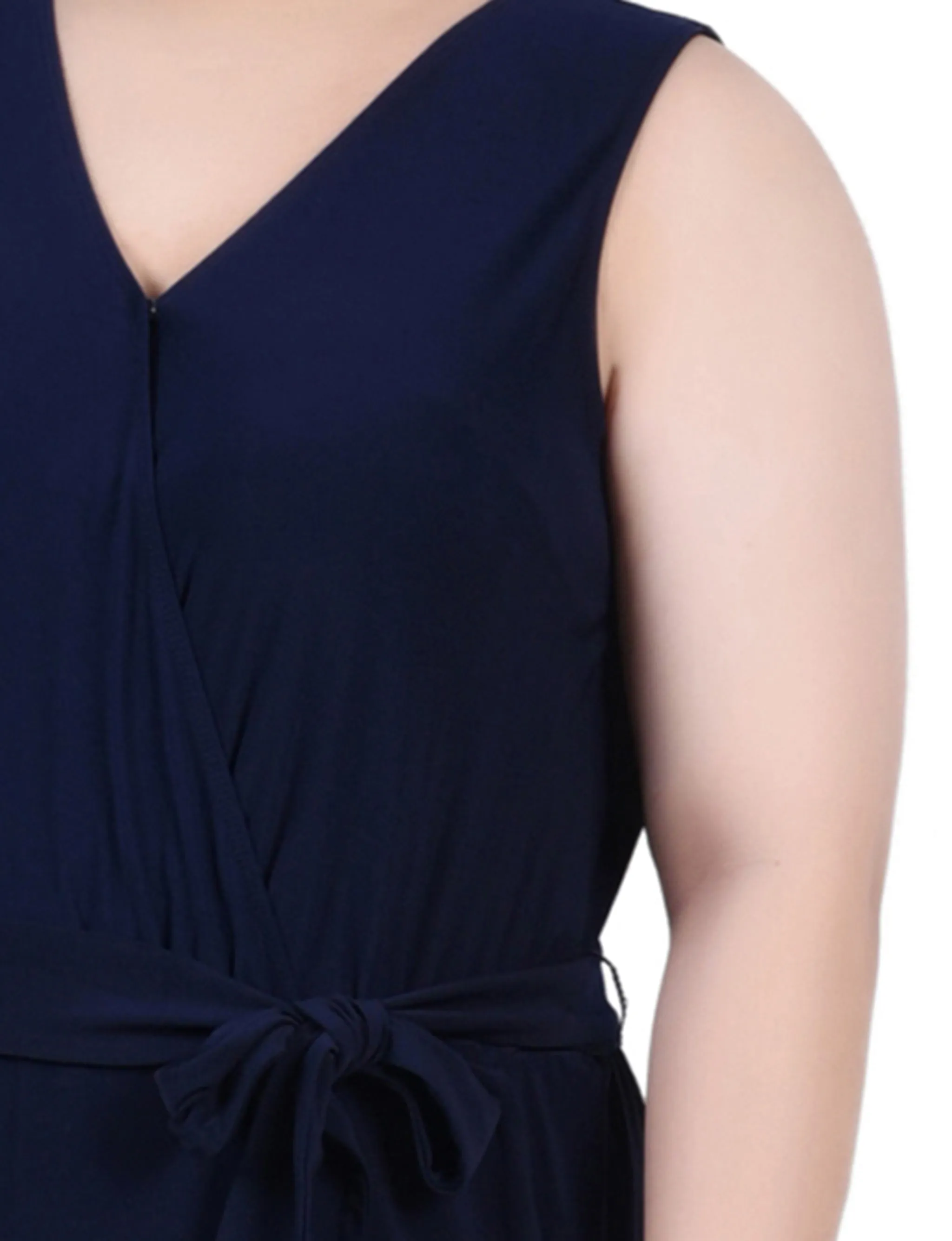 Navy Sleeveless Belted Jumpsuit - Plus sold by Dress Barn product image thumbnail 3