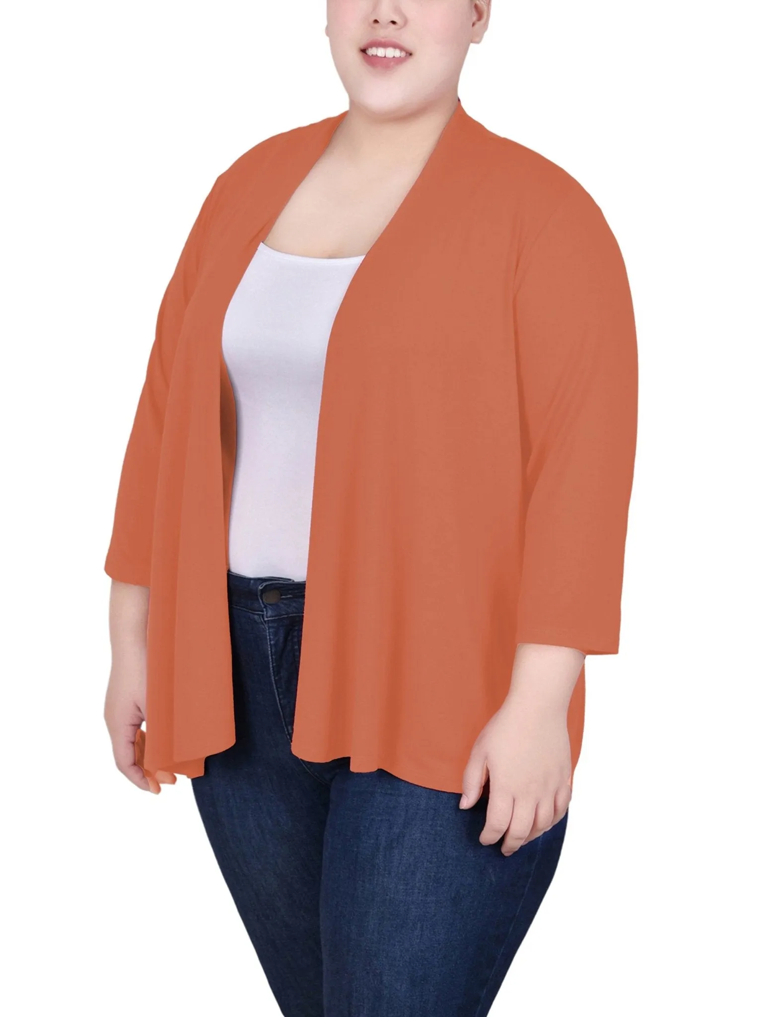 Carnelian Solid 3/4 Sleeve Cardigan - Plus sold by Dress Barn product image thumbnail 2
