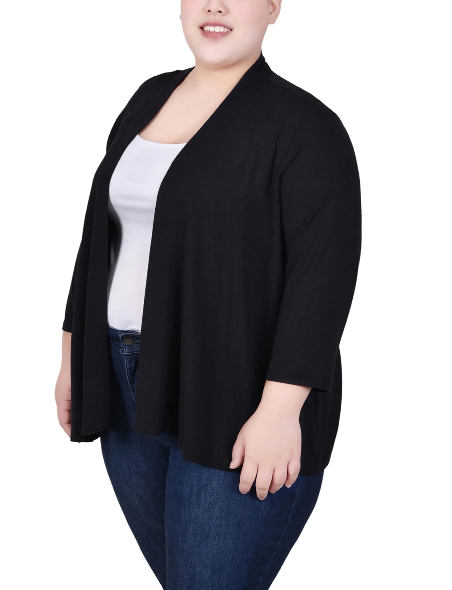 Black Solid 3/4 Sleeve Cardigan - Plus sold by Dress Barn product image thumbnail 2