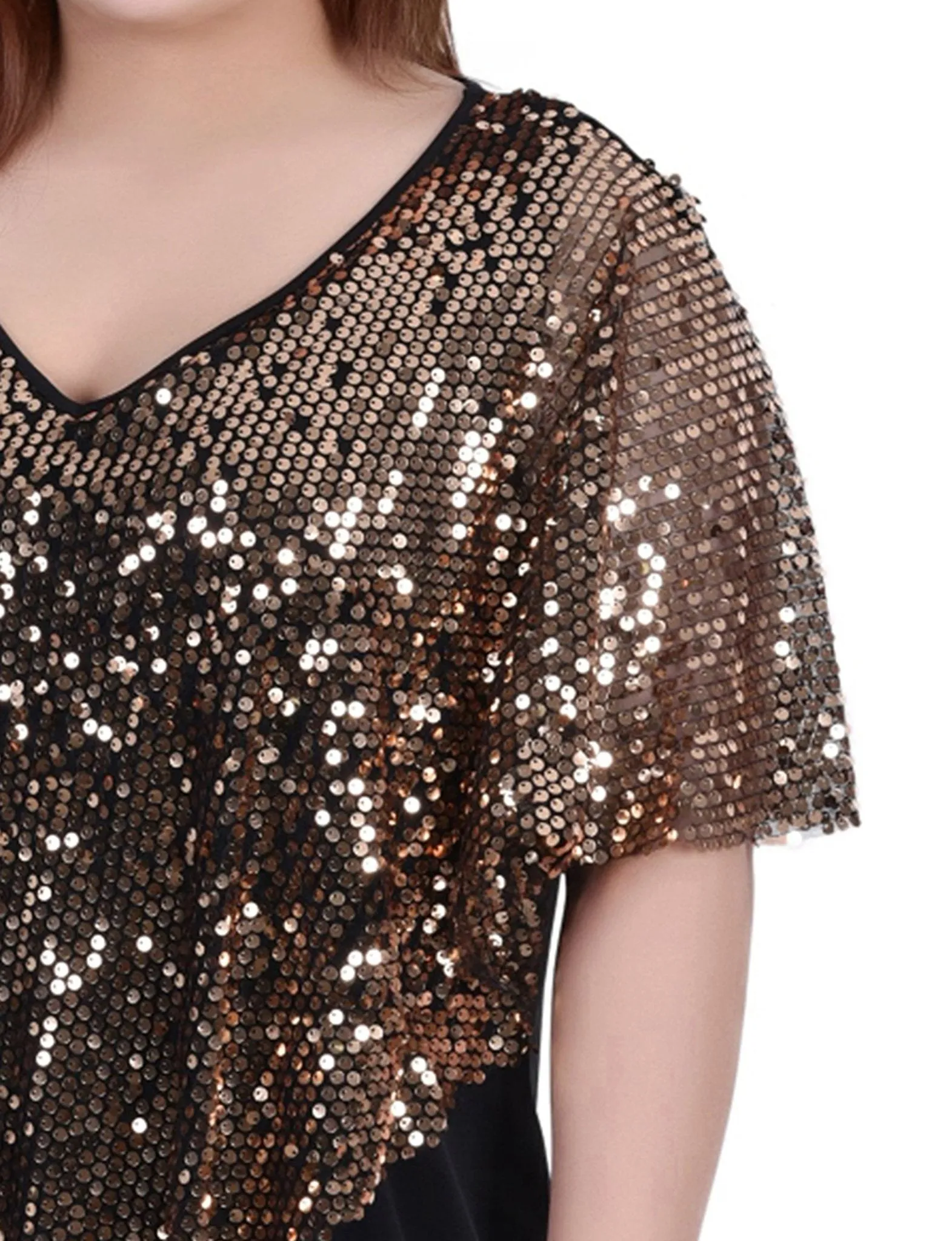 Gold Discoball 3/4 Sleeve Blouse With Necklace - Petite sold by Dress Barn product image thumbnail 3