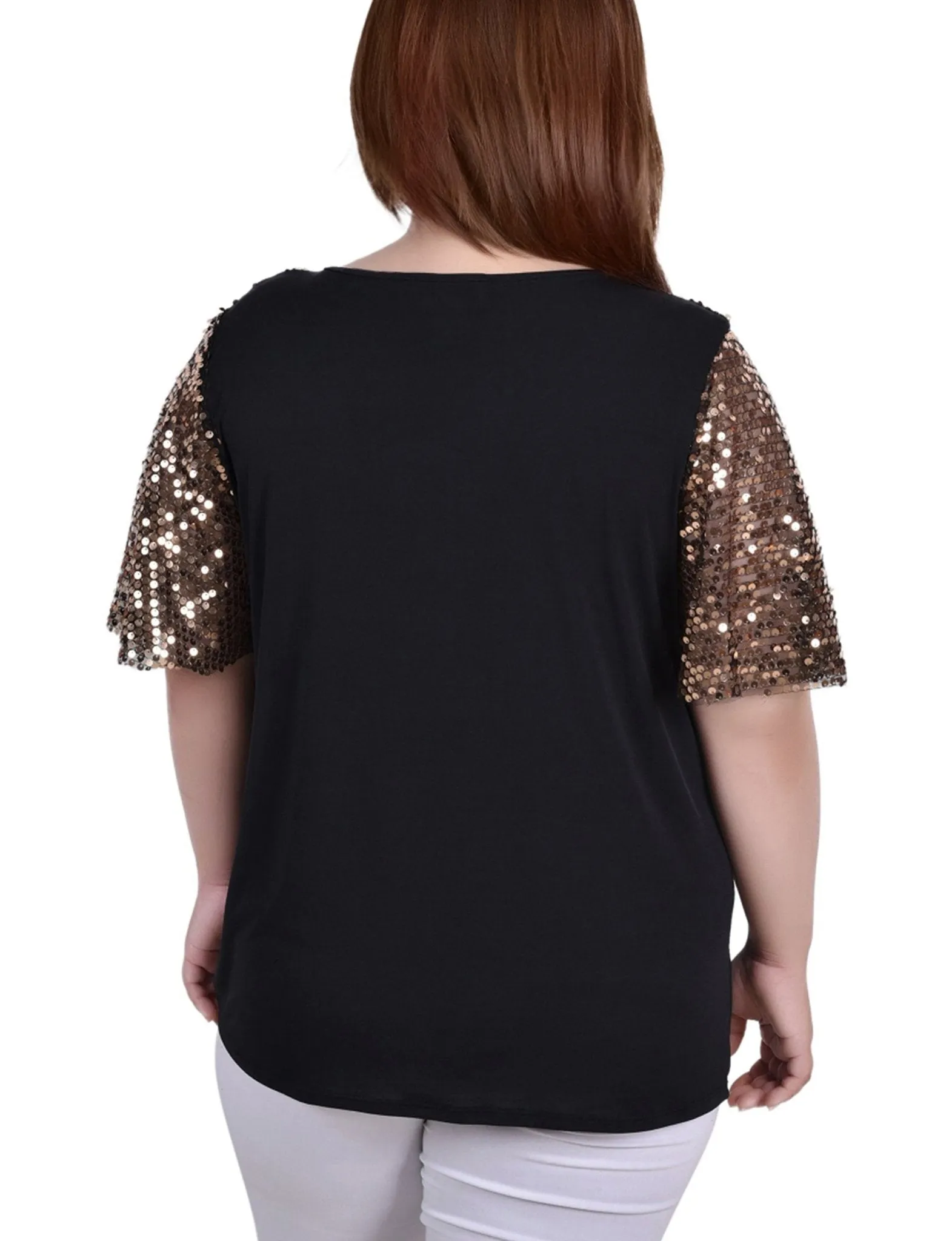 Gold Discoball 3/4 Sleeve Blouse With Necklace - Petite sold by Dress Barn product image thumbnail 4