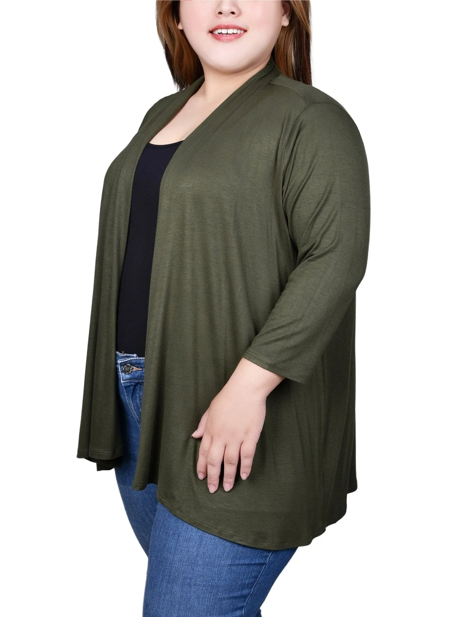 Duffel Bag Solid 3/4 Sleeve Cardigan - Plus sold by Dress Barn product image thumbnail 2