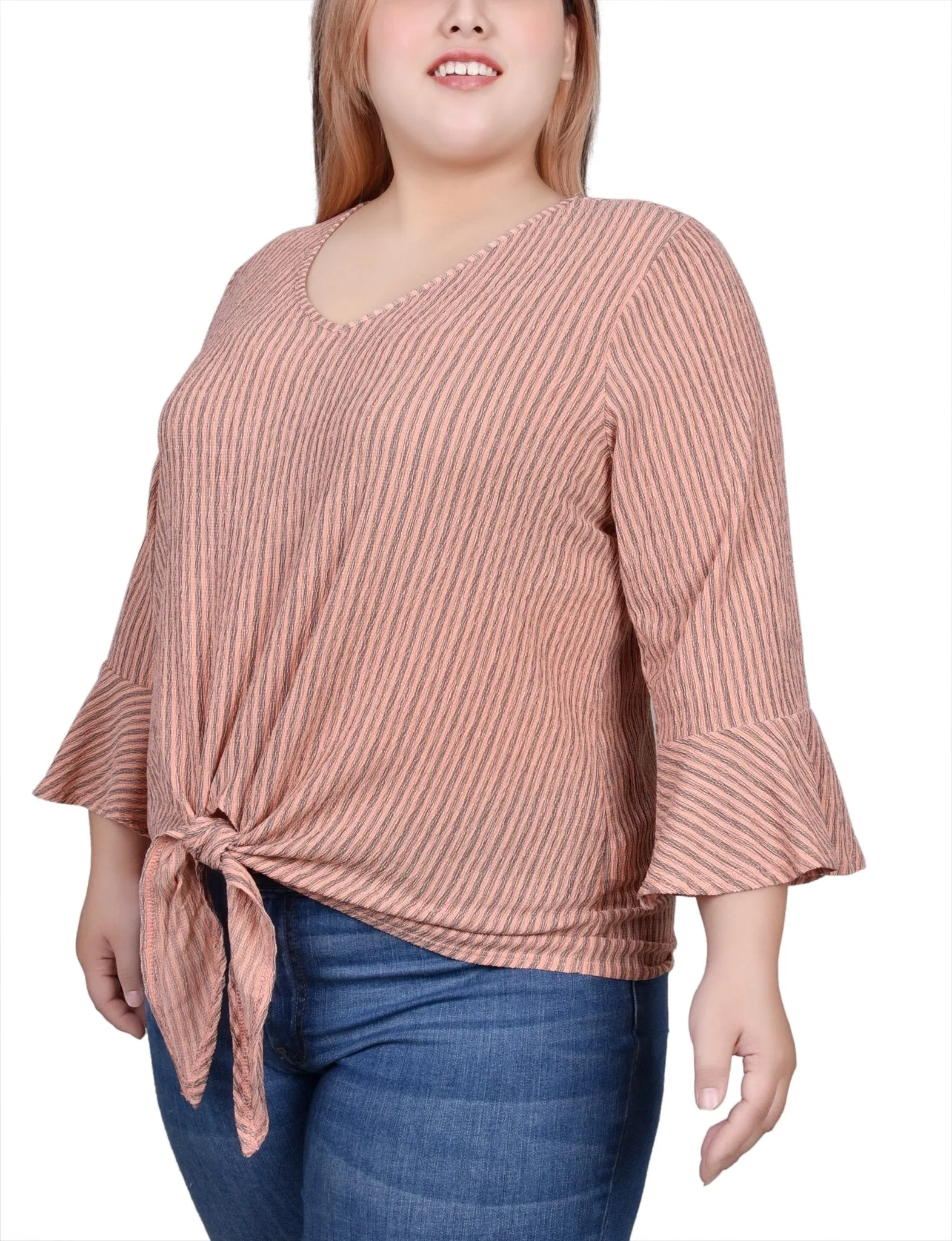 Coral 3/4 Bell Sleeve Textured Knit Top - Plus sold by Dress Barn product image thumbnail 2