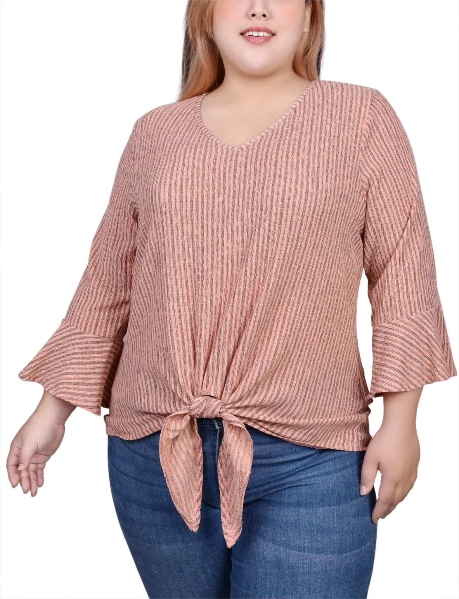 Coral 3/4 Bell Sleeve Textured Knit Top - Plus sold by Dress Barn