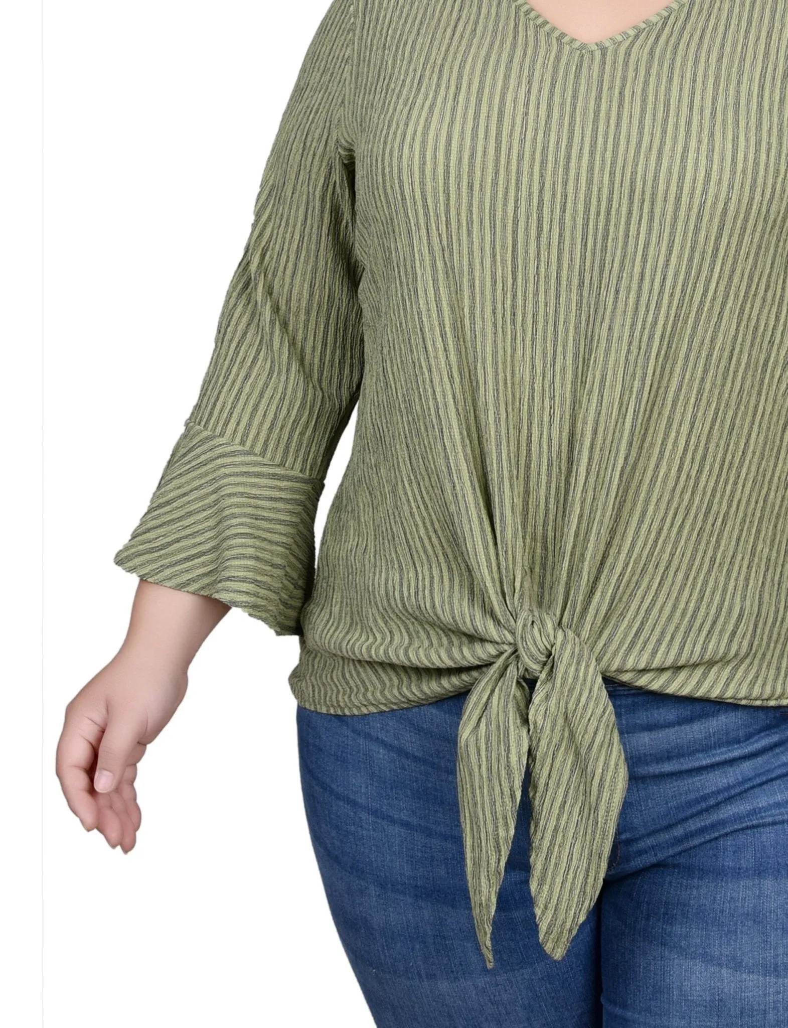 Avocado 3/4 Bell Sleeve Textured Knit Top - Plus sold by Dress Barn product image thumbnail 3