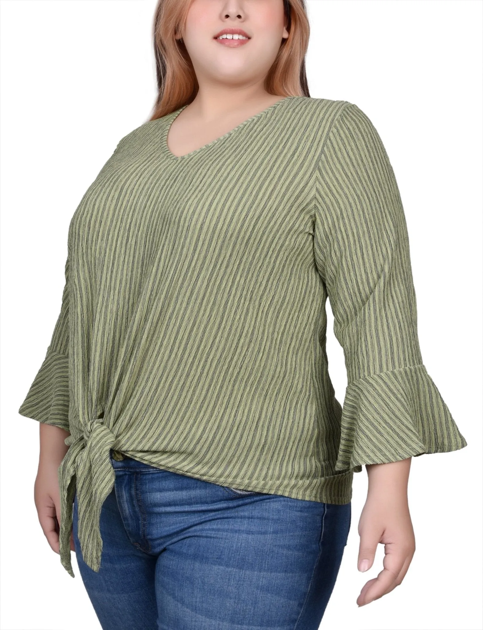 Avocado 3/4 Bell Sleeve Textured Knit Top - Plus sold by Dress Barn product image thumbnail 2