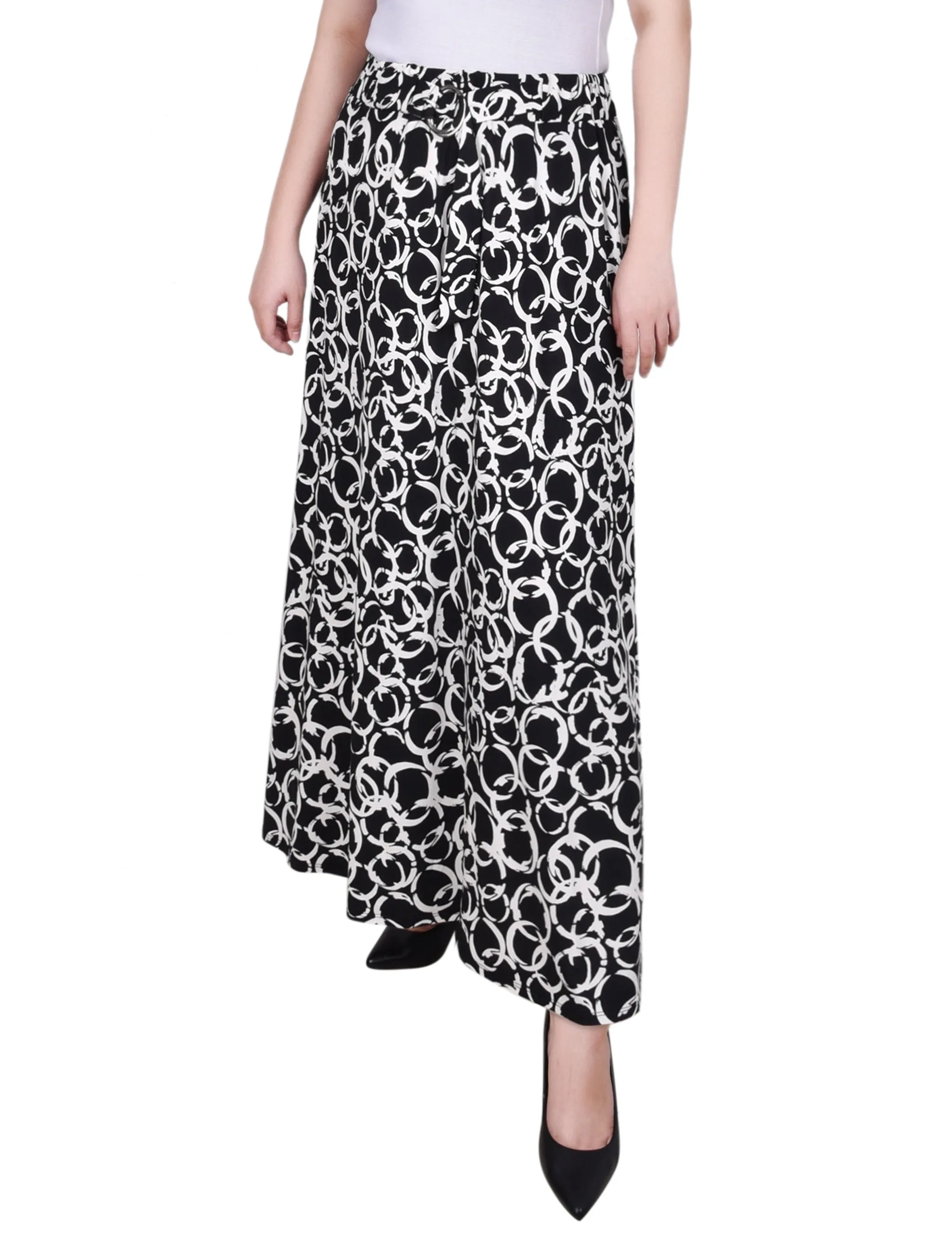 Black White Circle Chain Ring Detail Midi-Length Skirt - Petite sold by Dress Barn product image thumbnail 2