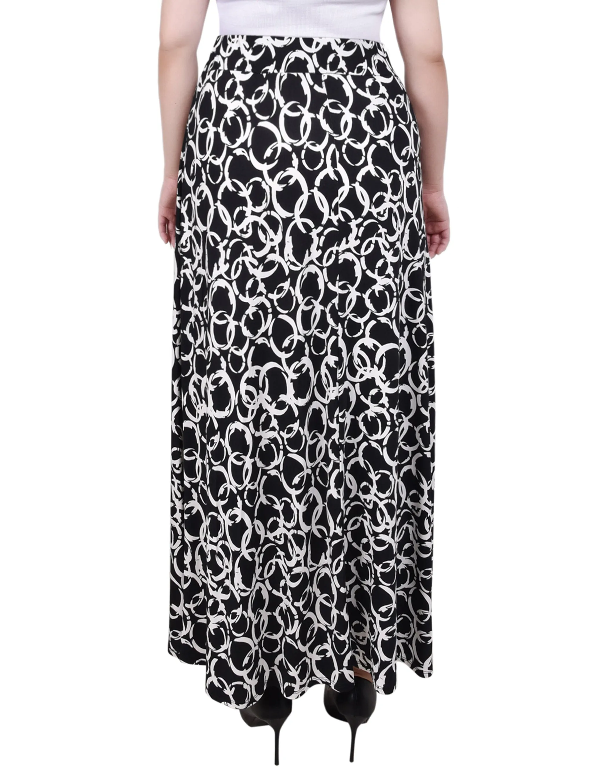 Black White Circle Chain Ring Detail Midi-Length Skirt - Petite sold by Dress Barn product image thumbnail 4