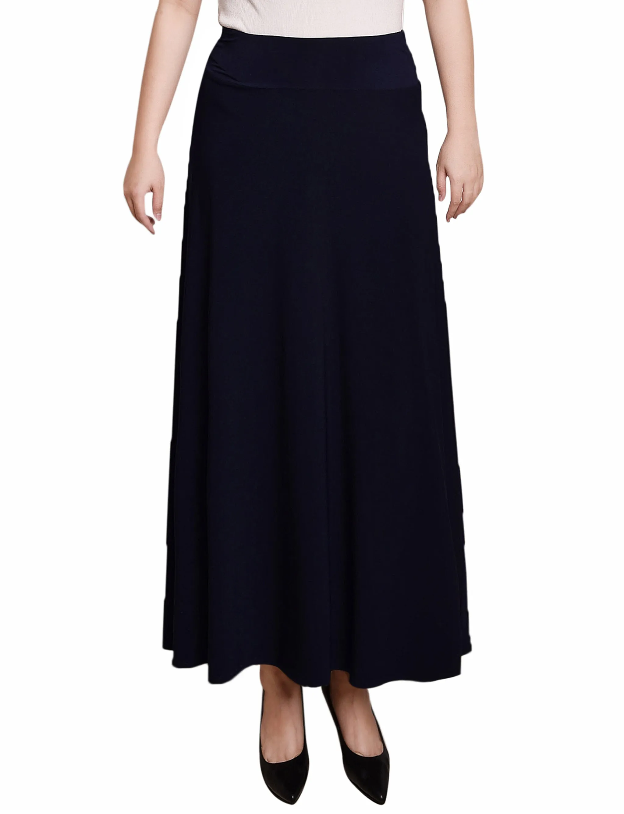 Navy Wide Yoked Maxi Skirt - Petite sold by Dress Barn
