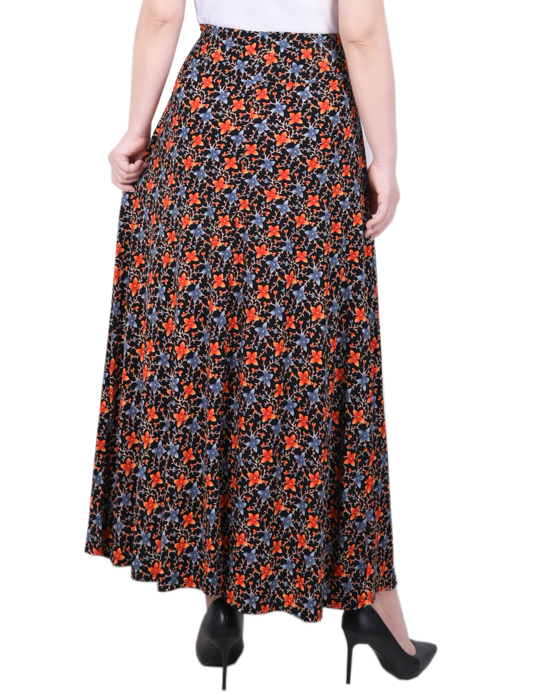 Black Orange Floral Maxi Skirt With Sash Waist Tie - Petite sold by Dress Barn product image thumbnail 4