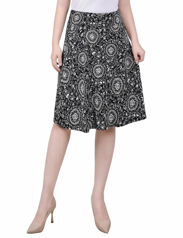 Black Doralflower Wide Waisted Knee Length Skirt - Petite sold by Dress Barn