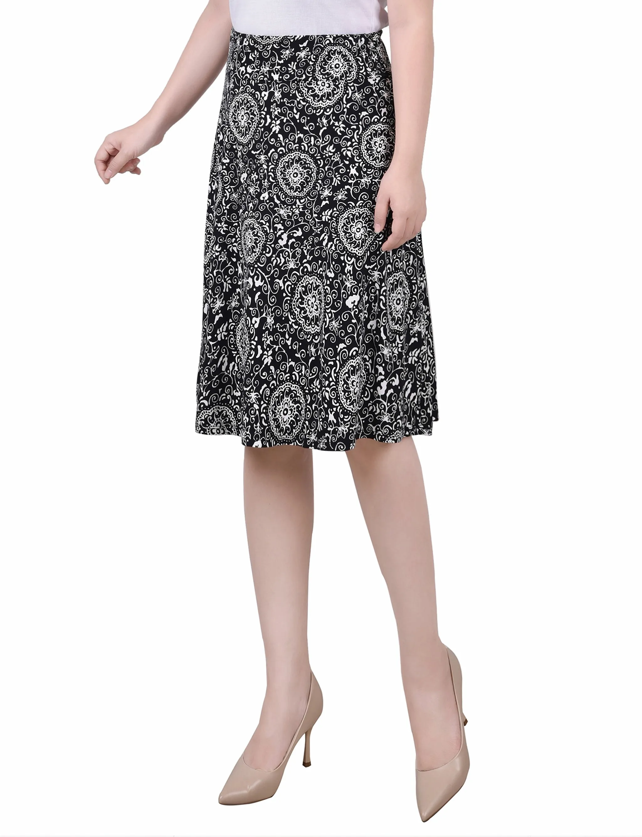 Black Doralflower Wide Waisted Knee Length Skirt - Petite sold by Dress Barn product image thumbnail 2