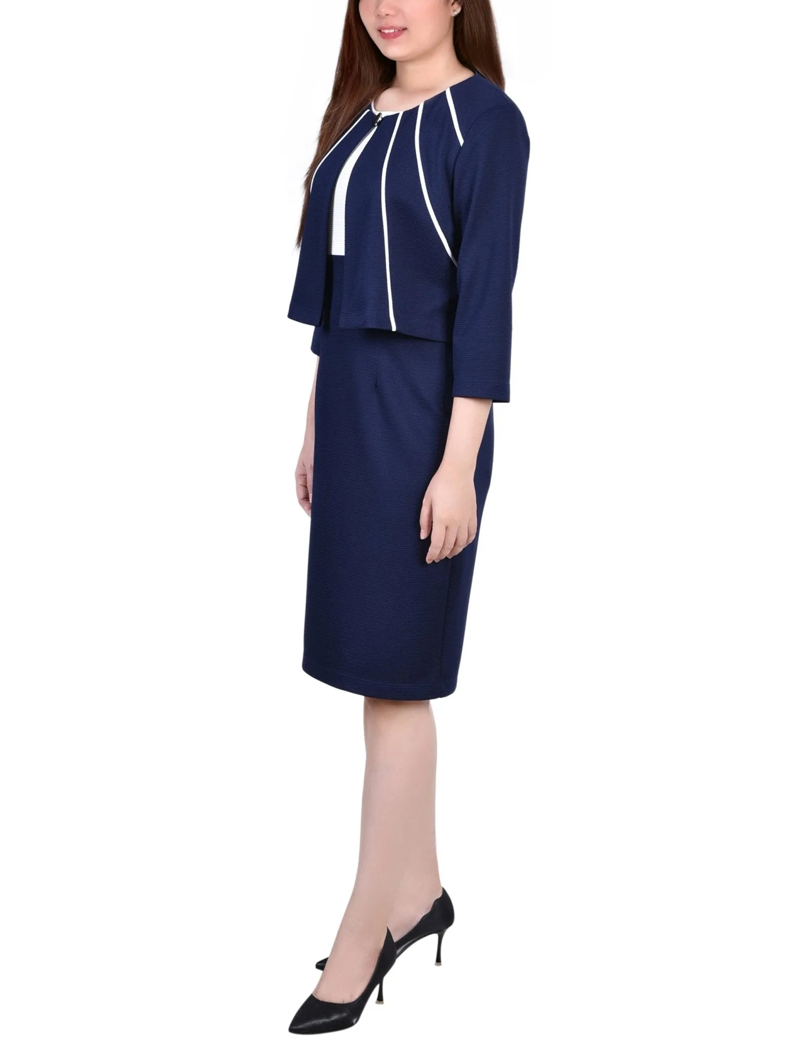 Navy 2 Piece Colorblocked Dress Set - Petite sold by Dress Barn product image thumbnail 2