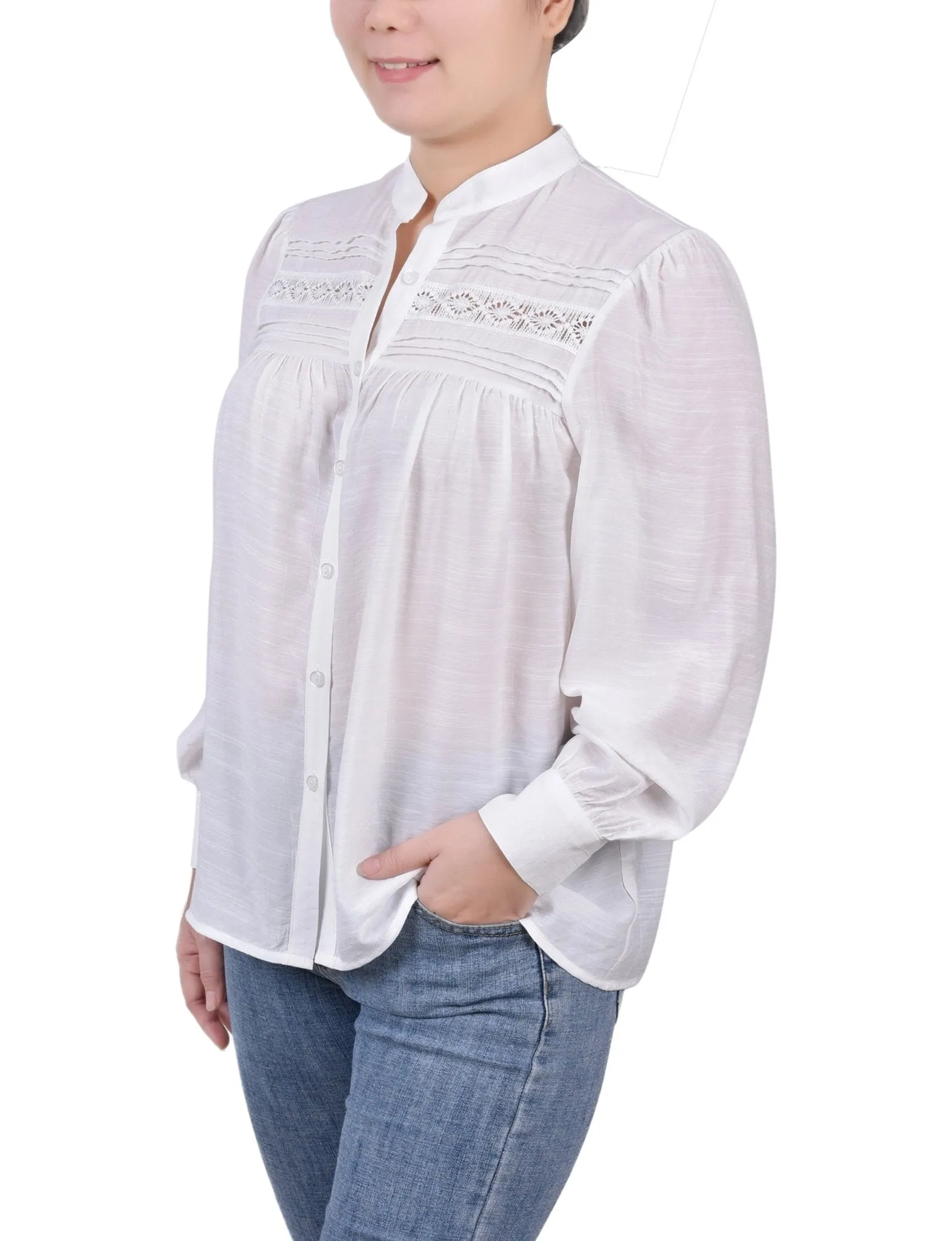 Long Sleeve Crochet Blouse - Petite sold by Dress Barn product image thumbnail 2