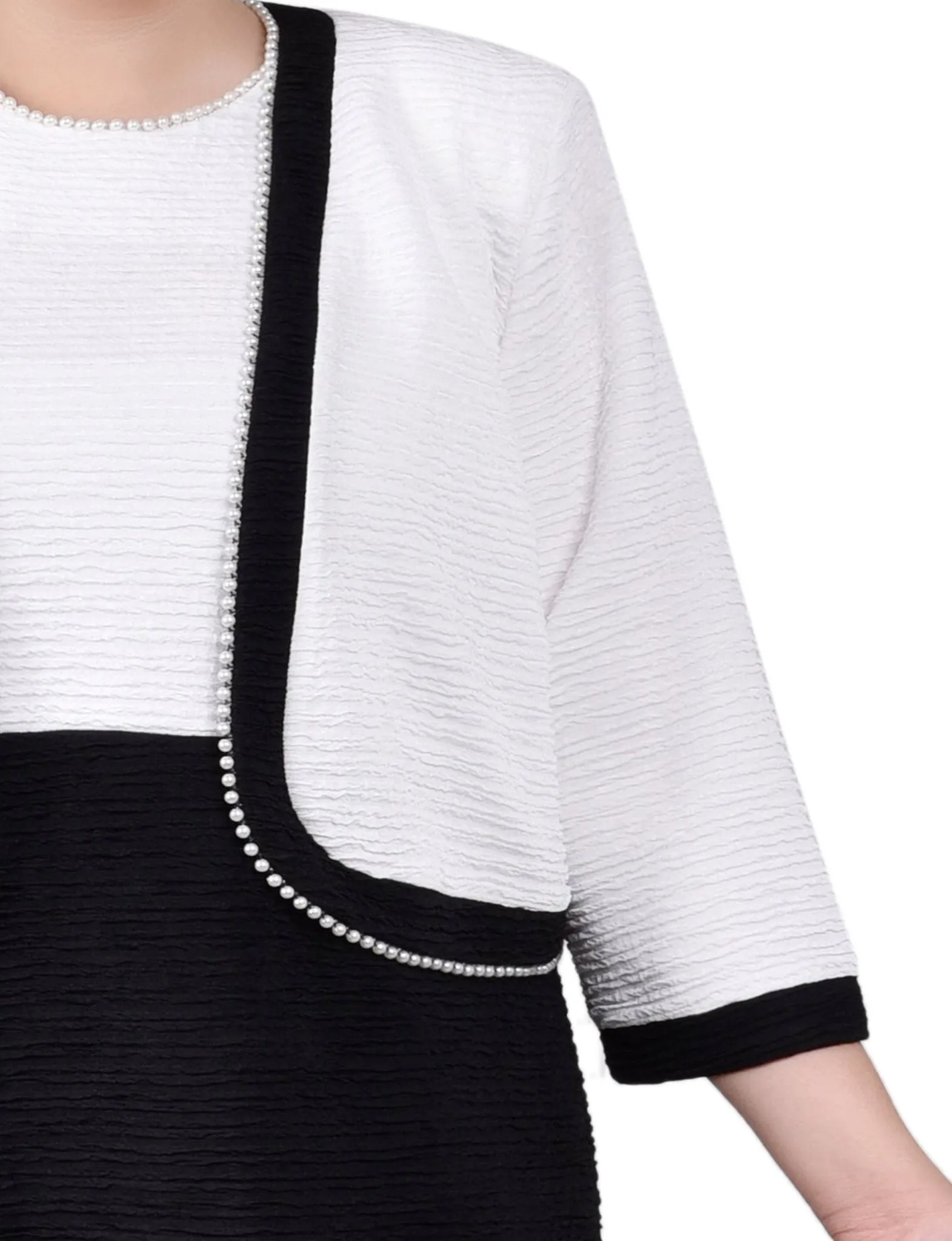 Black White 3/4 Sleeve Textured Knit 2 Piece Dress Set - Plus sold by Dress Barn product image thumbnail 4