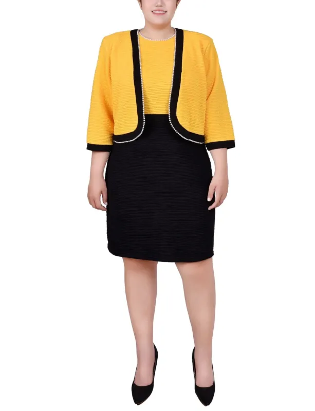 Black Lemon 3/4 Sleeve Textured Knit 2 Piece Dress Set - Plus sold by Dress Barn