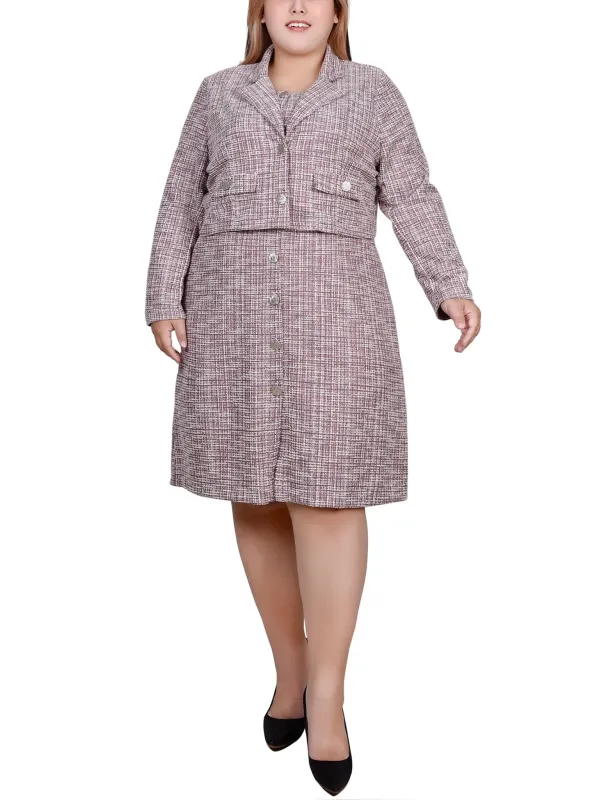Burgundy Ivory Long Sleeve Tweed Dress Set - Plus sold by Dress Barn