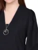 Black 3/4 Sleeve Blouse With Necklace - Petite sold by Dress Barn