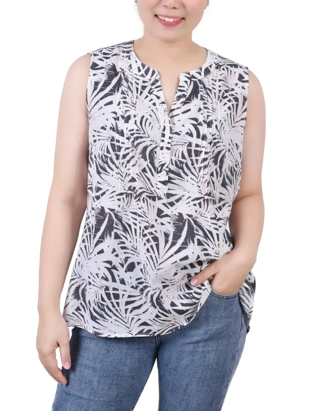 Black Palmdive Sleeveless Pintucked Blouse sold by Dress Barn